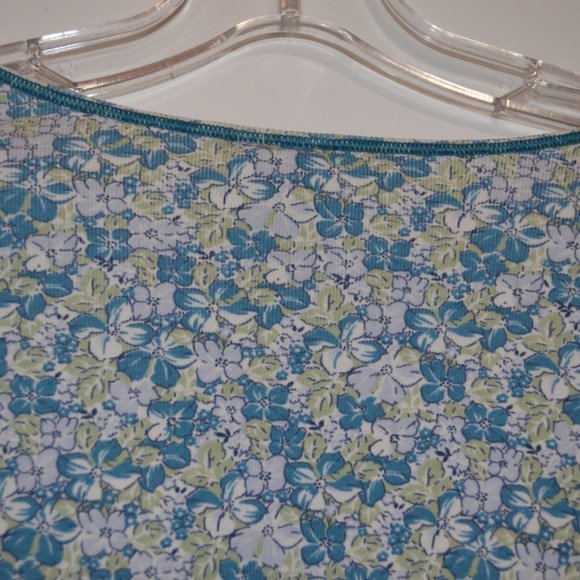 L.L.Bean (R) 100% Cotton Long Sleeves White-Blue Floral Women's Blouse 2X 0 CYGS - Picture 4 of 10